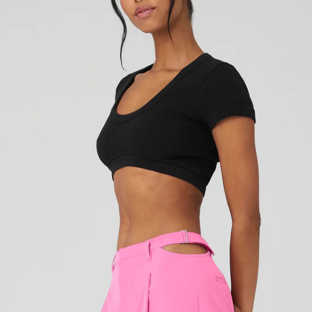 COPY - Alo Crop Ribbed Serene Tee